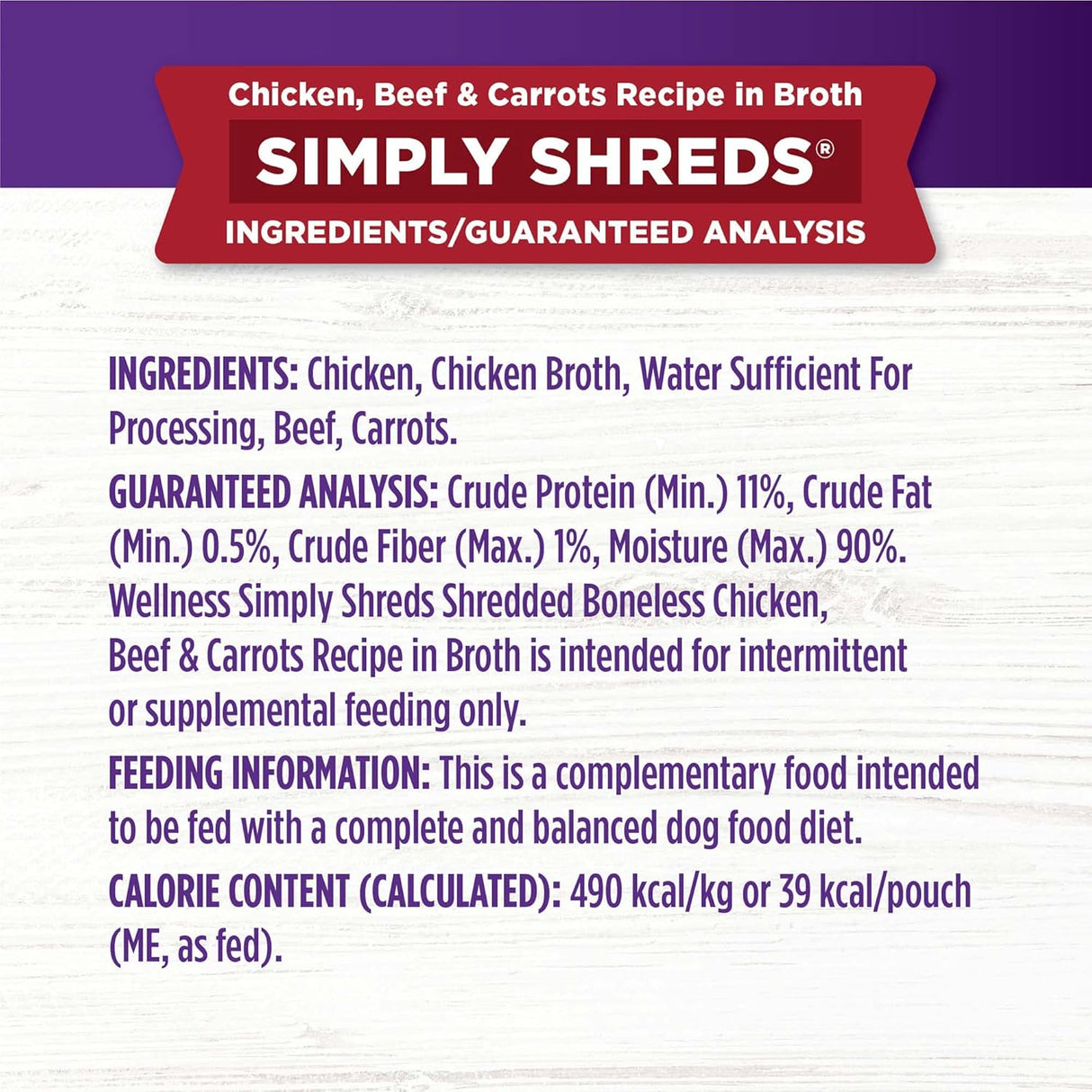 Alimento natural para mascotas Simply Shreds, alto en proteínas