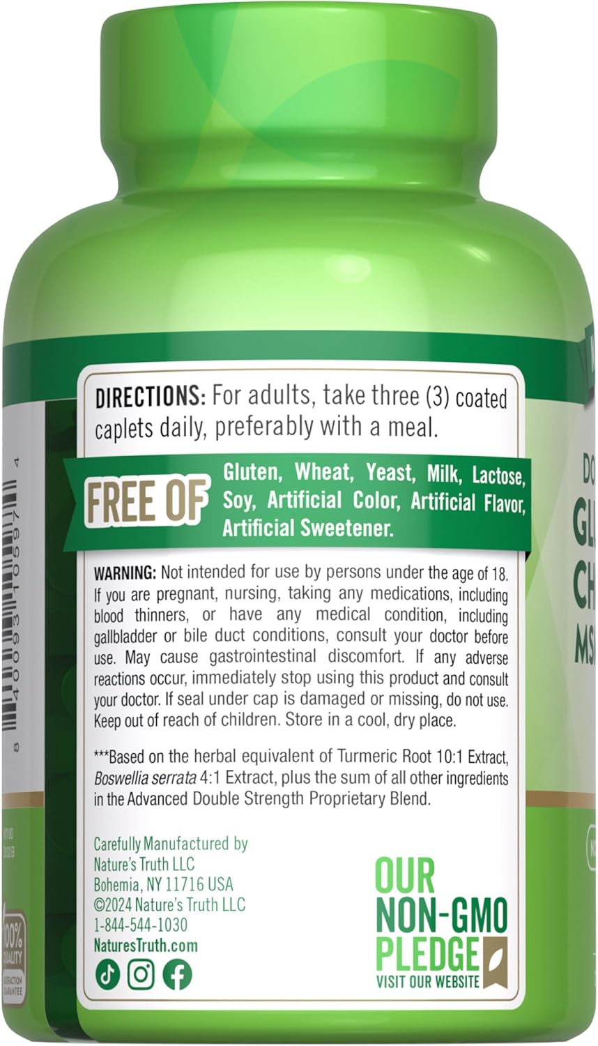 Complejo de Glucosamina, Condroitina y MSM | Nature's Truth 90 Caplets