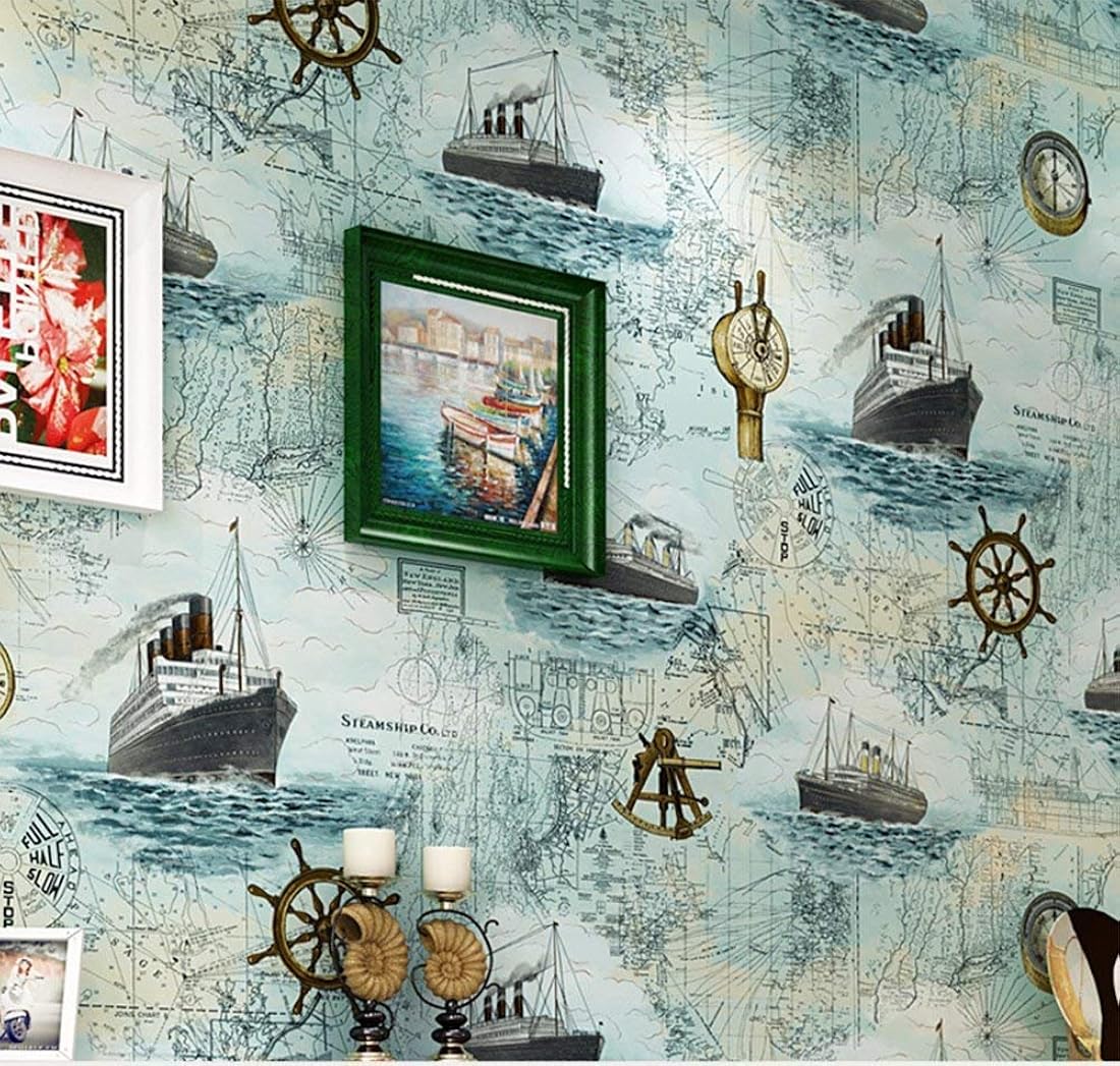 Blue Sailing Papel pintado decorativo Stick and Peel Papel