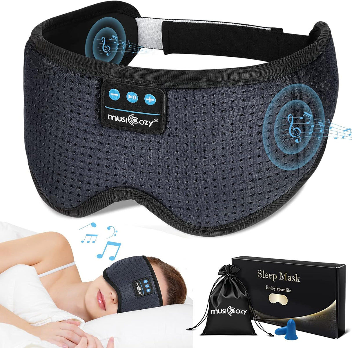 Auriculares Bluetooth para dormir MUSICOZY con ruido blanco 3D