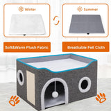 Casa para Gatos - Cueva Grande con Rascador y Cojín Reversible