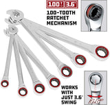 Juego de 7 Llaves de Carraca Métricas Powerbuilt 100 Dientes