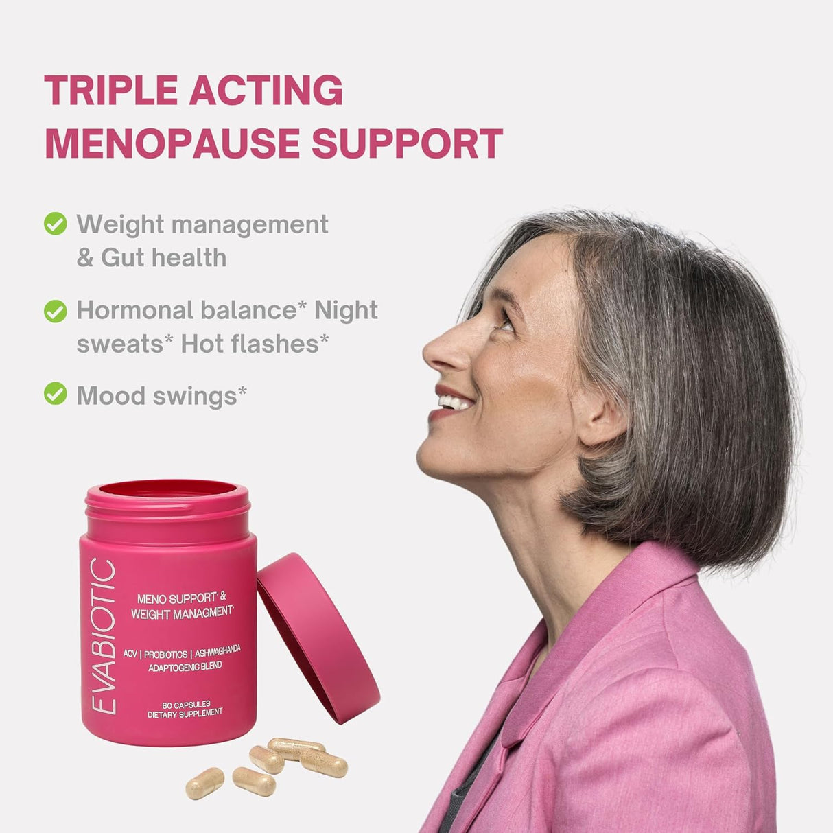 Menopausia Completa Vegana - Ashwagandha, Probióticos, ACV, 60 Caps