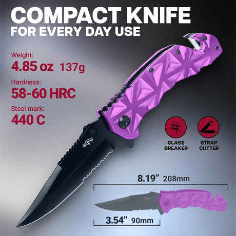 Cuchillo táctico de bolsillo con cortador de alambre
