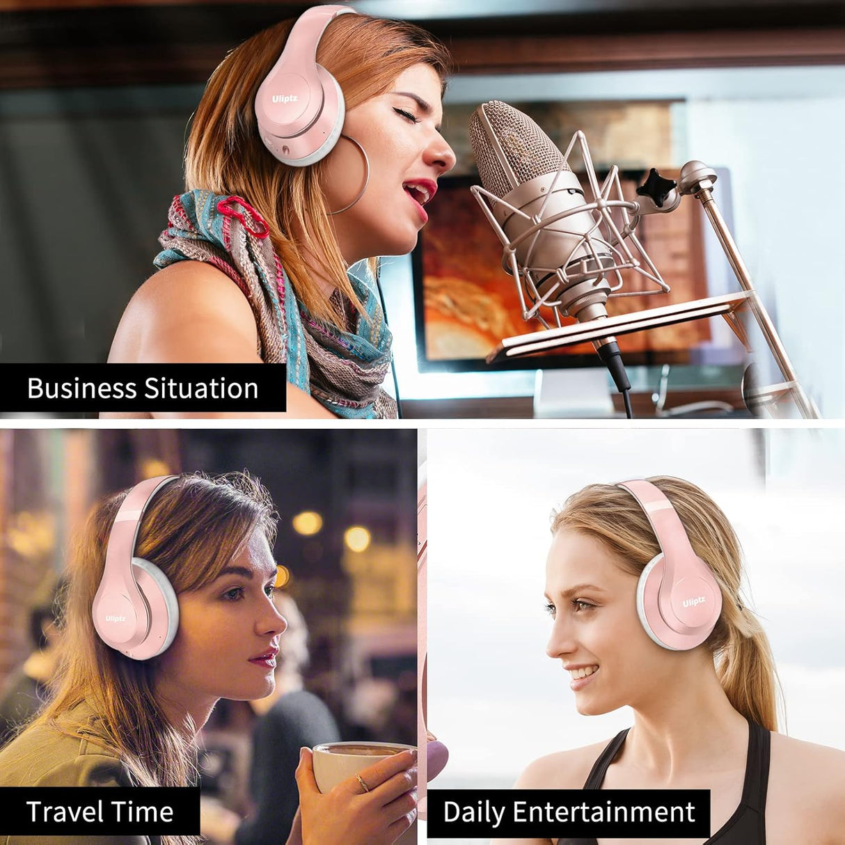Auriculares Bluetooth Uliptz, 65H, 6EQ, HiFi, Plegables