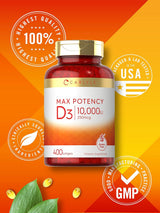 Suplemento de Vitamina D 10000 IU Carlyle, 400 Gelatinas