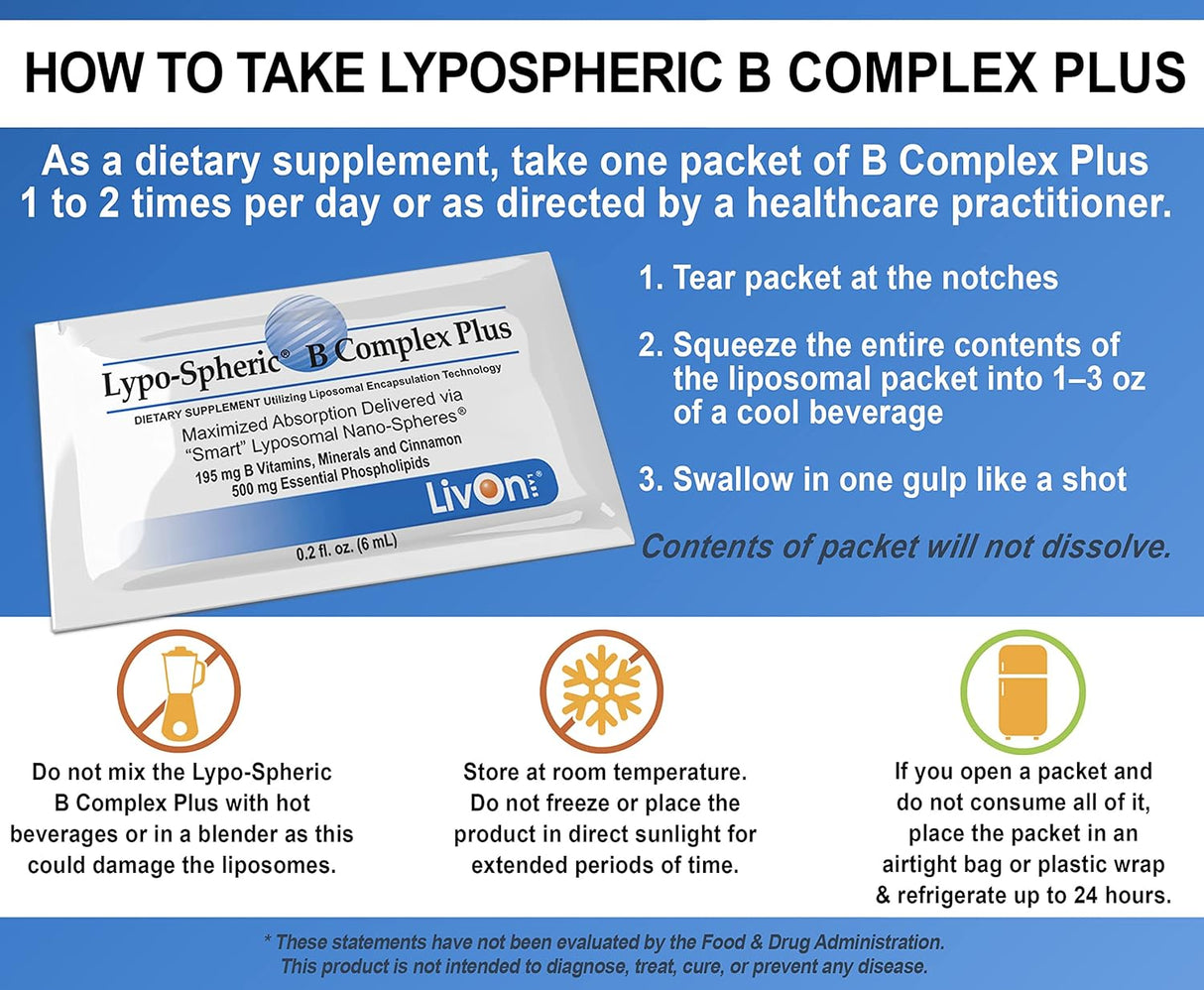 Suplementos Lypo-Spheric B Complex Plus 30 paquetes 195 mg