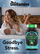 Magnesio Glicinato 500mg, 120 cápsulas, para dormir y nervios