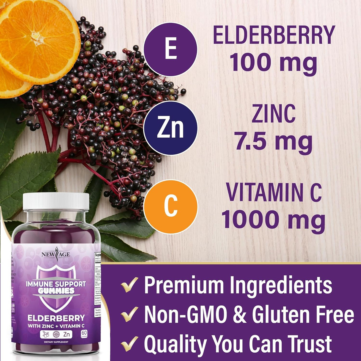 Saúco Negro con Vitamina C y Zinc Apoyo Inmune