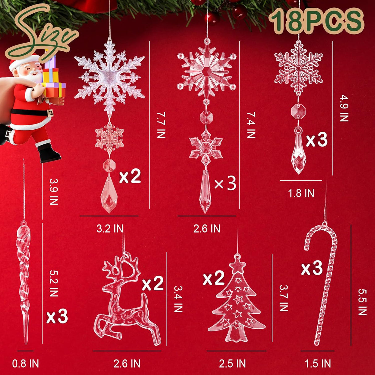 Adornos de Navidad Geegoods 18pcs Copos de Nieve Cristales