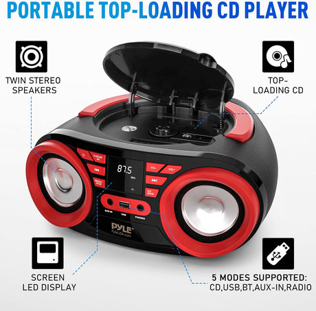 Reproductor de CD portátil Bluetooth PYLE-HOME PHCD22
