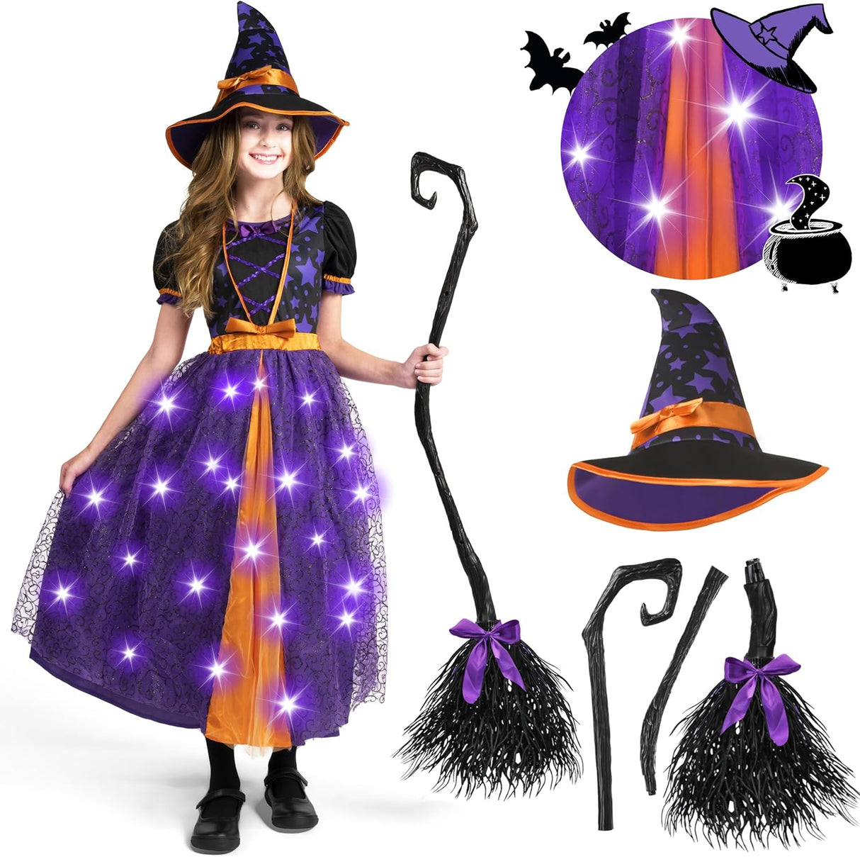 Disfraz de Bruja para Niñas, Spooktacular Creations, Ilumina