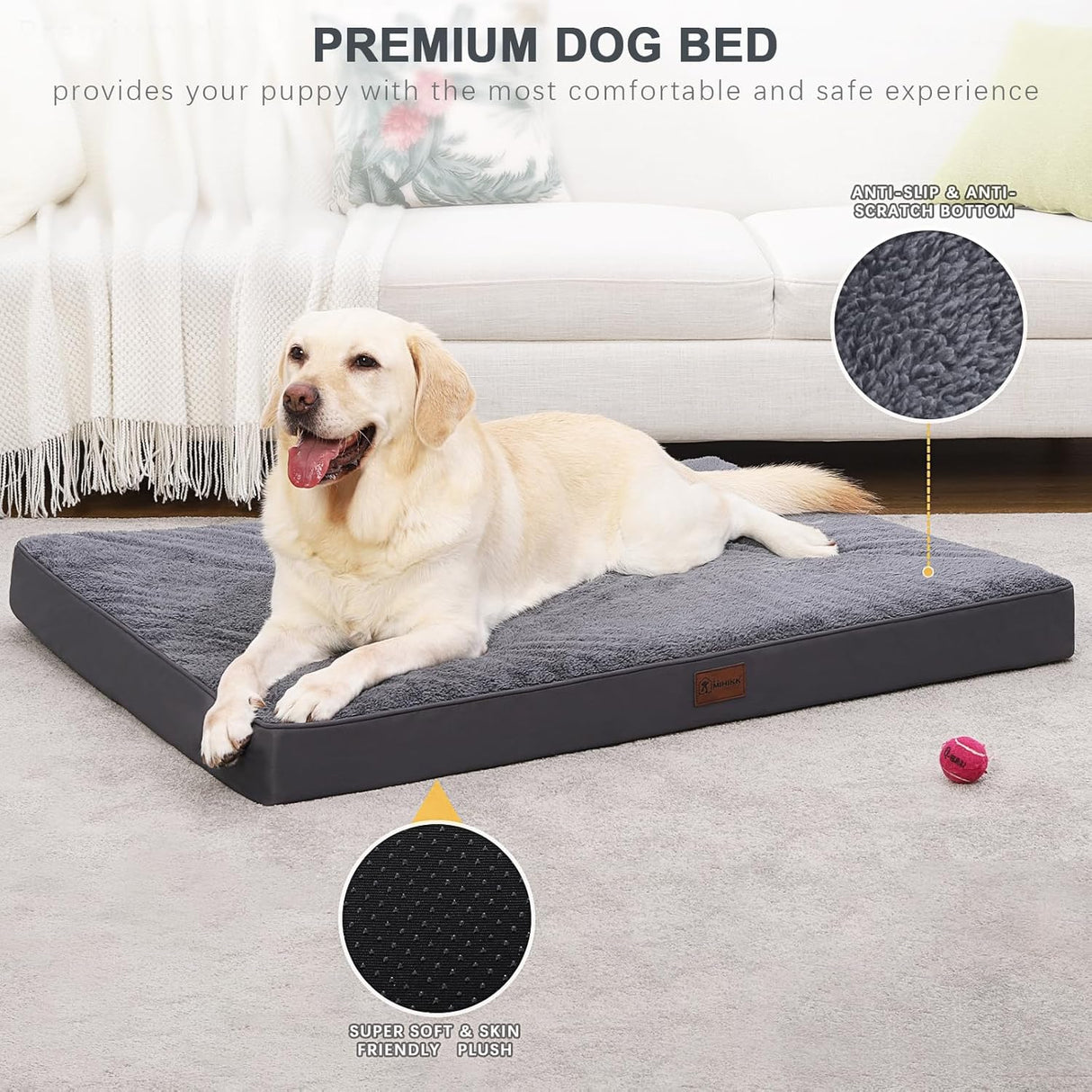 Cama ortopédica para perros MIHIKK, espuma de huevo 42x29 pulgadas