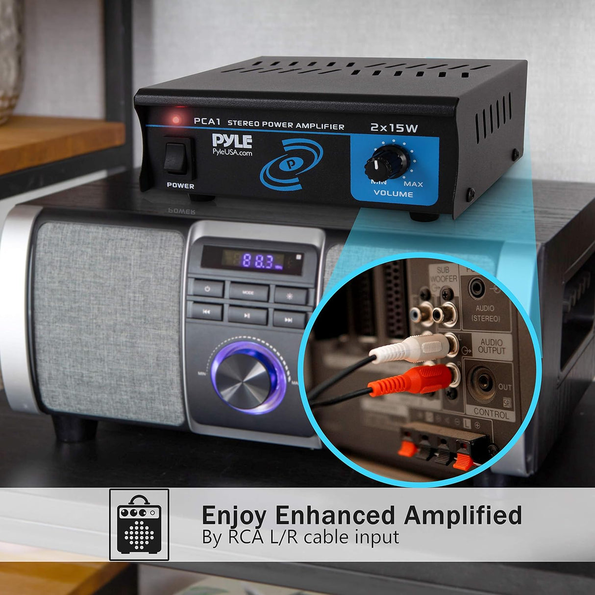 Amplificador de potencia estéreo PYLE-HOME PCA1.5