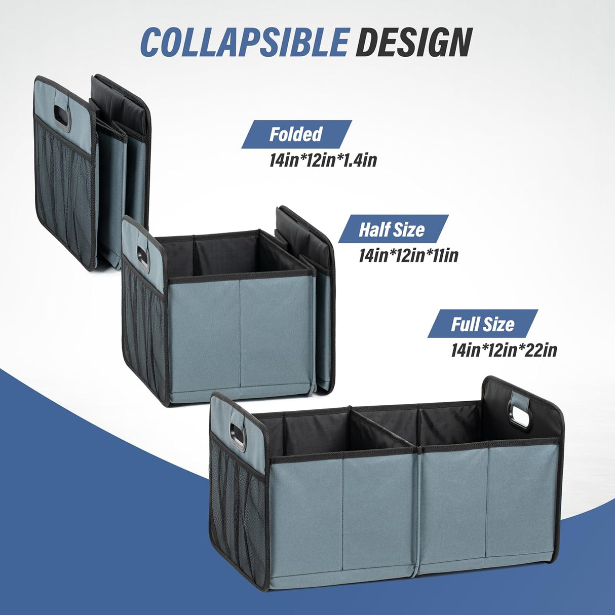 Organizador de Maletero Simple Deluxe, 2 Compartimentos, Plegable