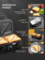 Waffle Maker 3 en 1 FOHERE, 1200W, Placas Removibles, Control T°