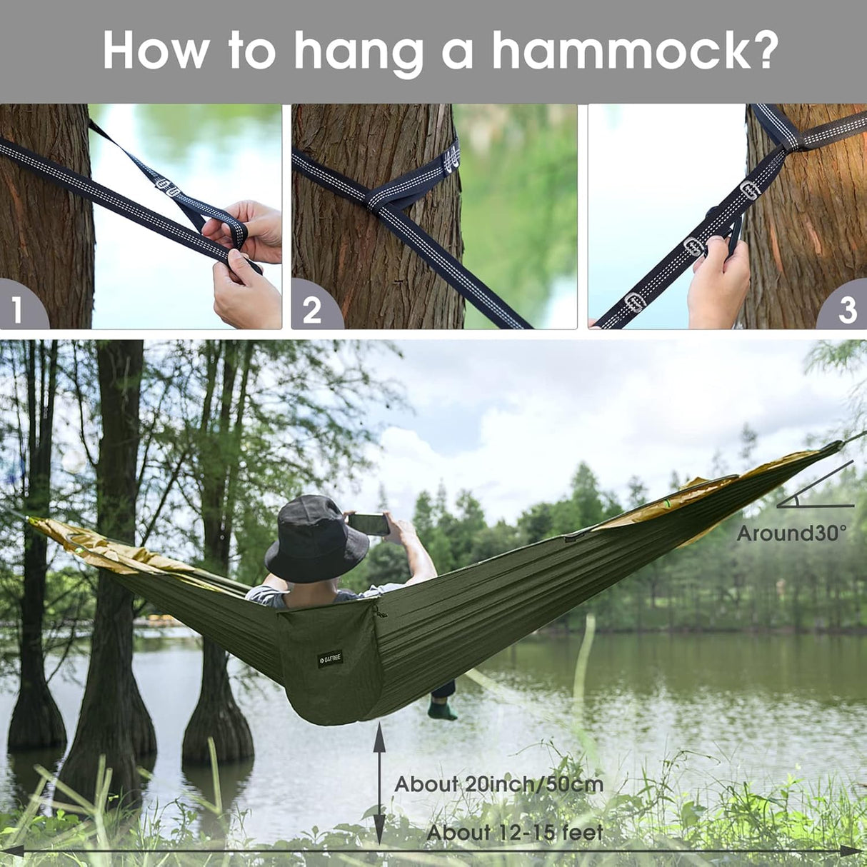 Hamaca G4Free con Mosquitera para 2 Personas, Ligera y Práctica