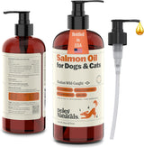 Deley Naturals Aceite de salmón capturado en la naturaleza de Alaska prémium para perros y gatos, suplemento de aceite de pescado rico en omega-3 para una piel, pelaje y articulaciones saludables, totalmente natural, de origen sostenible, 16 onzas