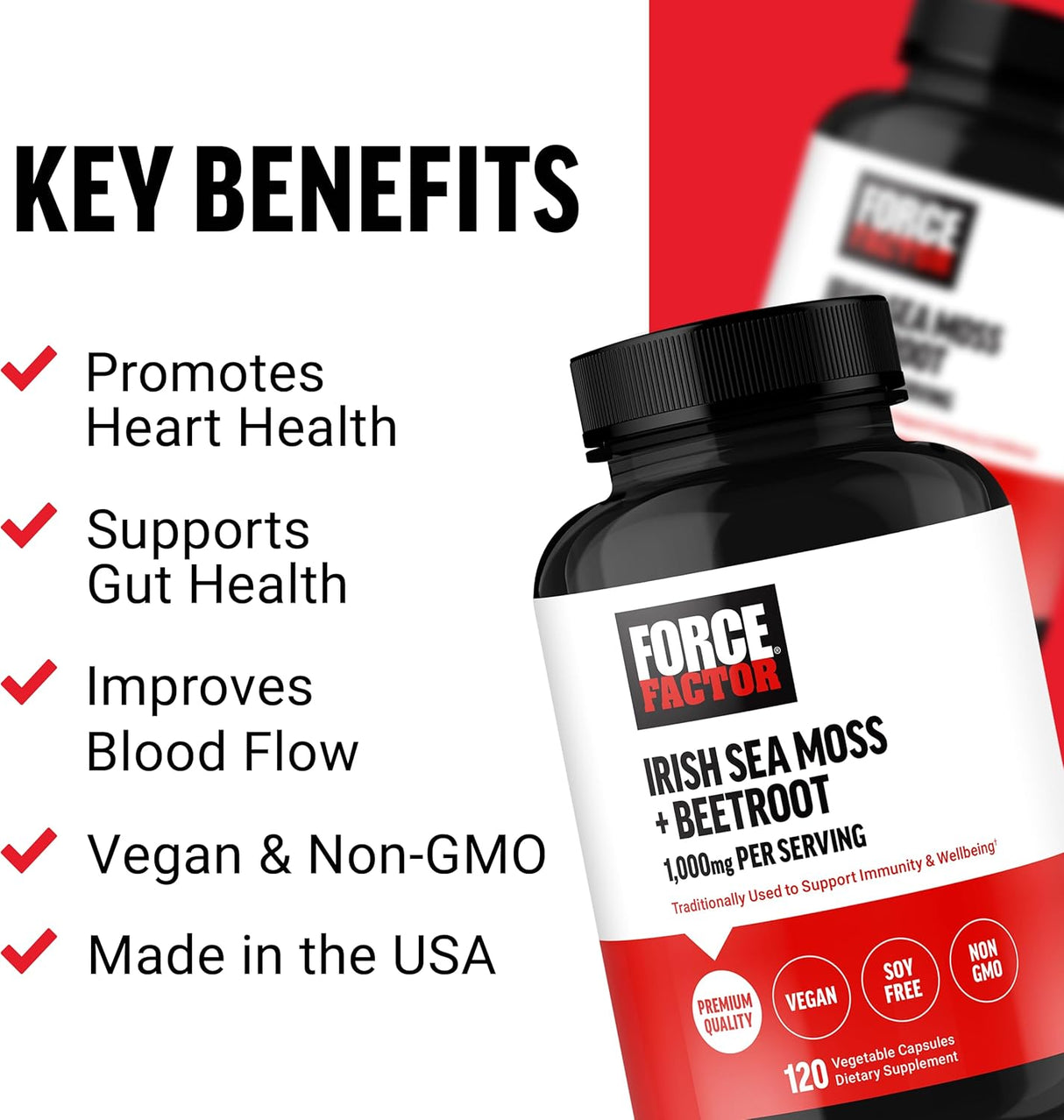 Irish Sea Moss + Beet Root Suplemento, FEM Force, Inmunidad y Energía, 120 cápsulas
