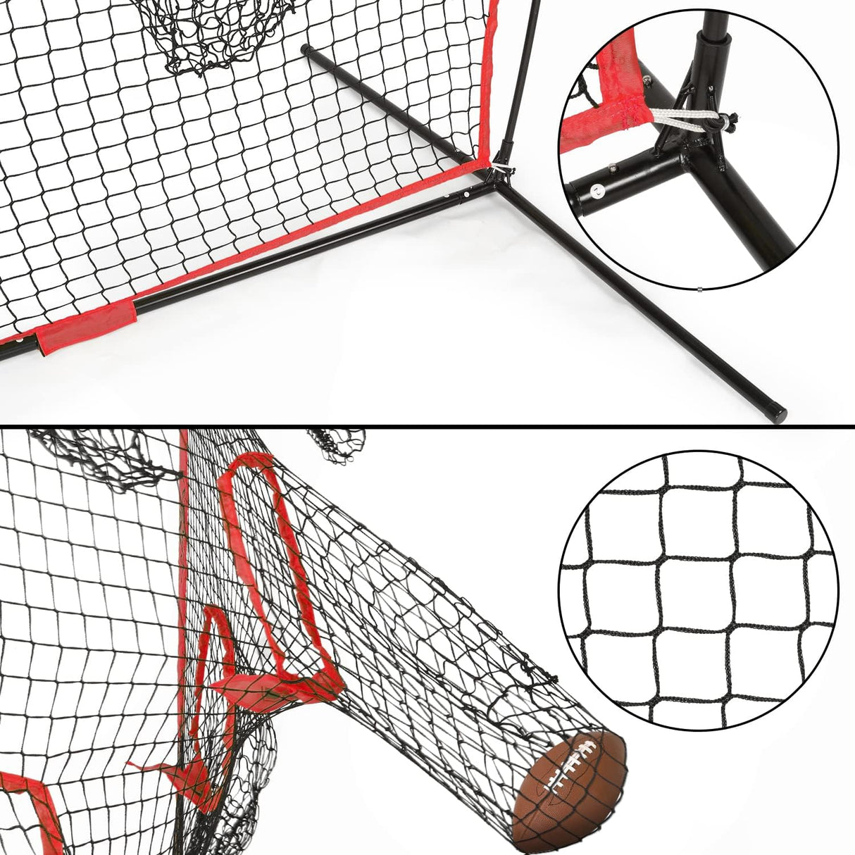 Red de lanzamiento portátil para entrenador de fútbol, 8x8 pies con 5 bolsillos
