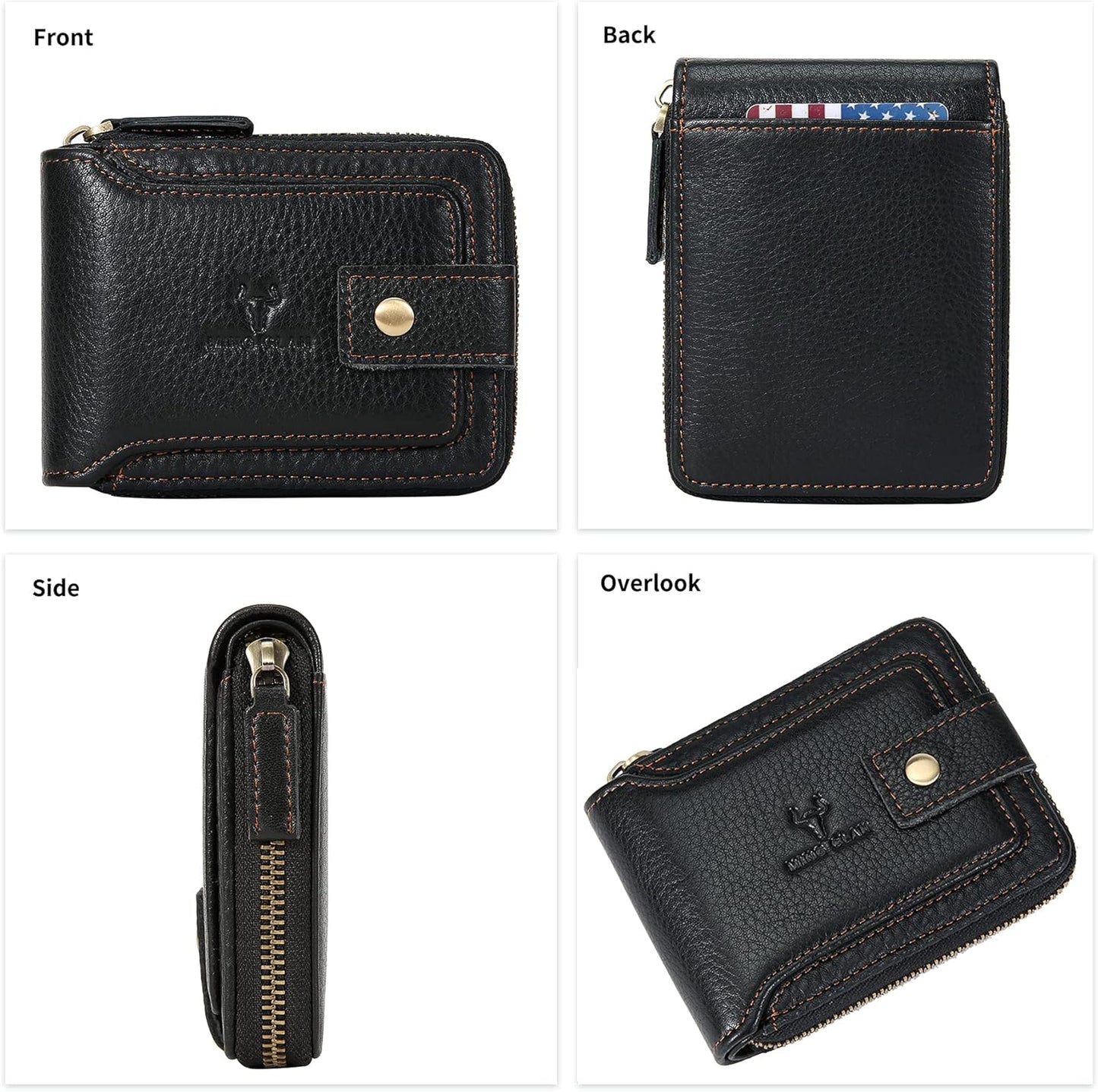 Billetera Zipper MING CLAN con RFID, Bifold, Gran Capacidad