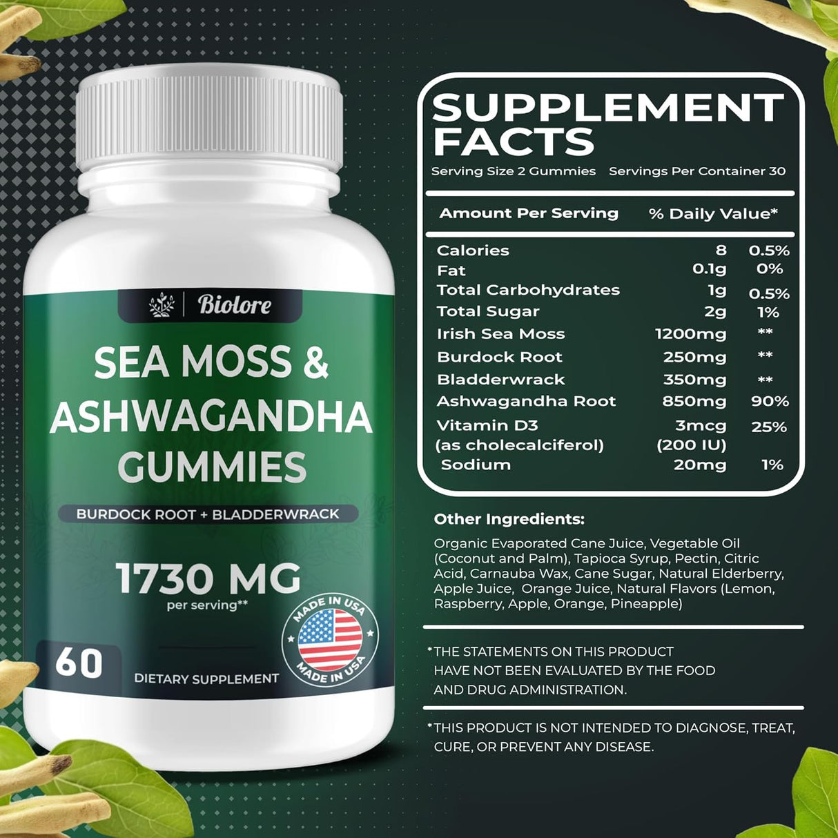 Gomitas de Musgo de Mar con Ashwagandha y Burodaco Vegan