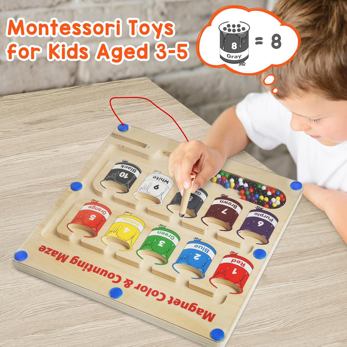 Juego Magnético de Números y Colores, Montessori, 3 Años+