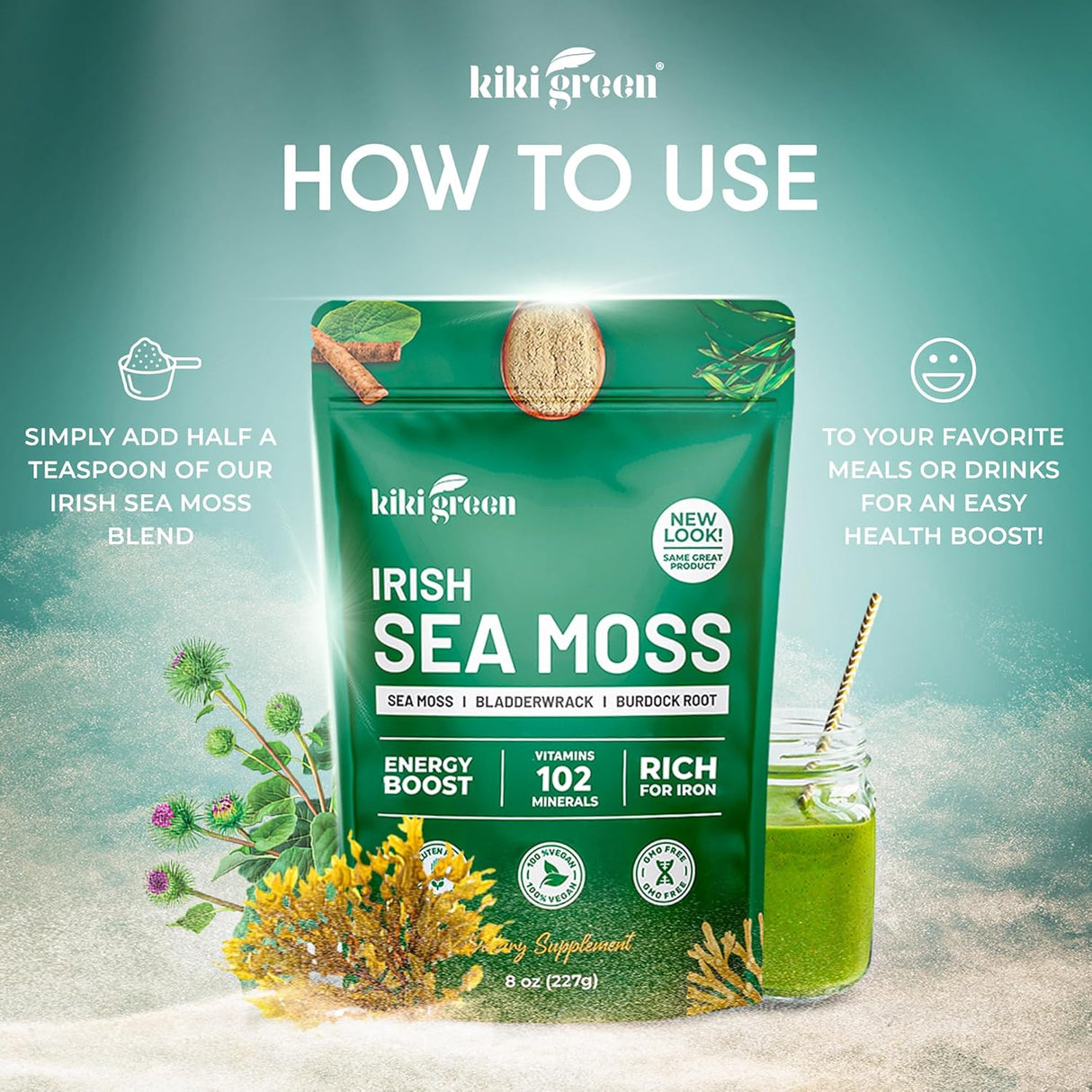 KIKI Polvo de Musgo de Irlanda Verde 8 oz – Apoyo inmunológico