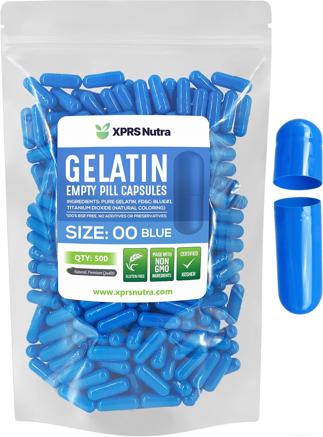 Cápsulas Vacías Gelatina XPRS Nutra 00 - 500 Unidades