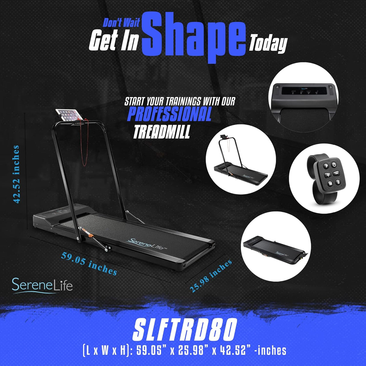 Caminadoras plegable con pantalla LCD SERENELIFE ‎SLFTRD80