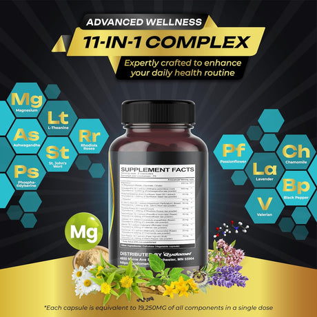Suplemento CORTISOL WELLNESS: Magnesio, Ashwagandha, 150 Caps