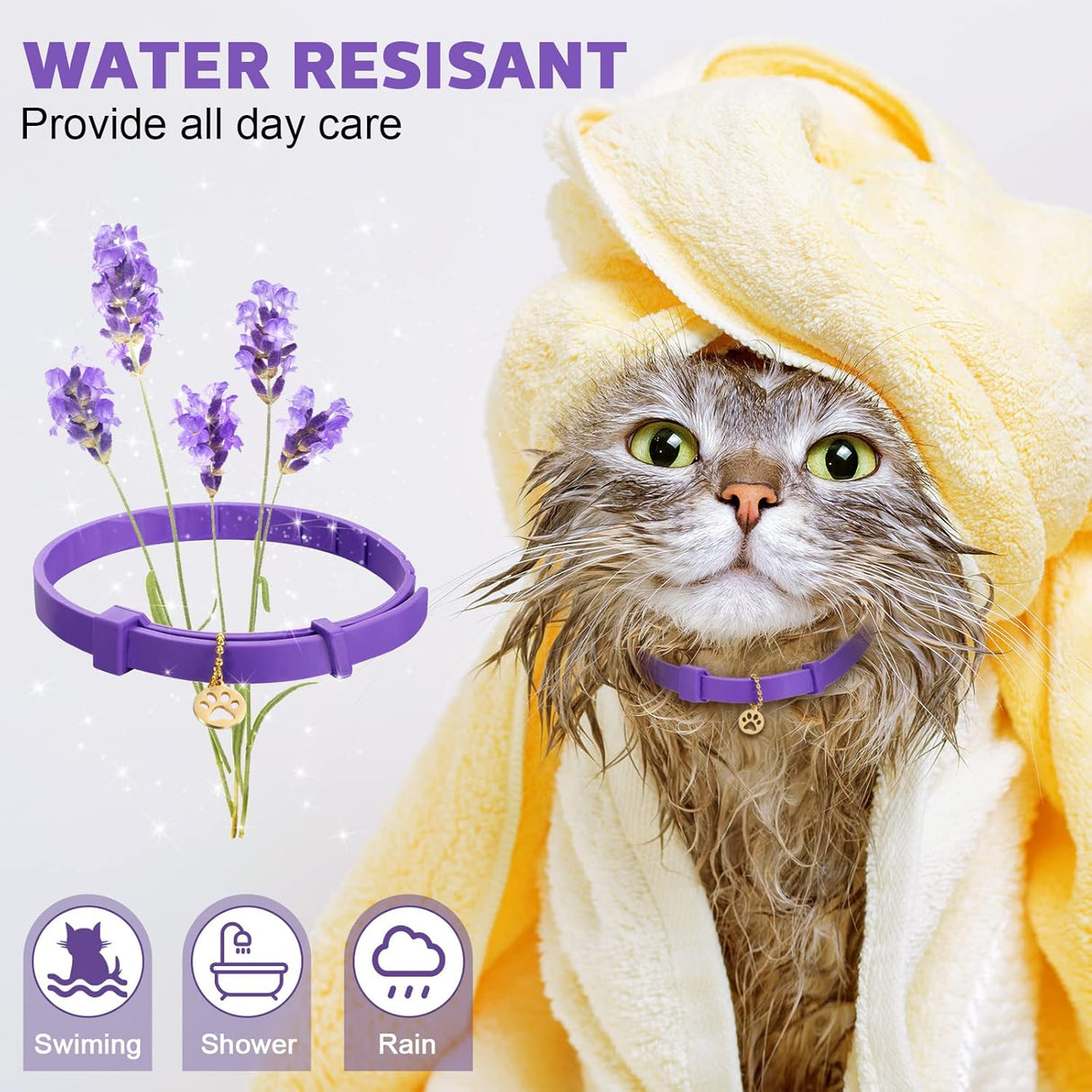 Collar relajante para gato Weewooday con aroma a lavanda