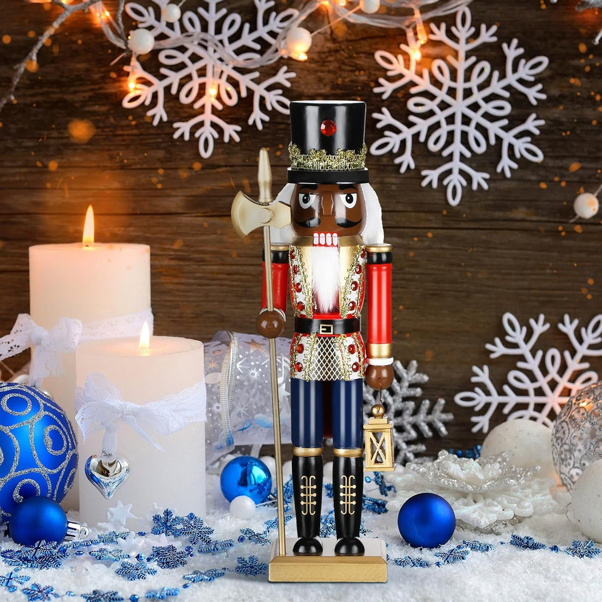Figuras de Navidad Nutcracker de Wettarn, 14 pulgadas, madera