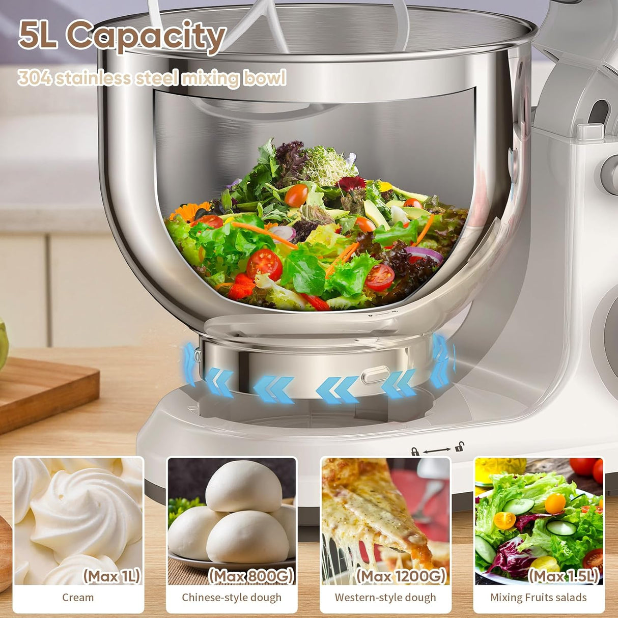 Batidora de Pie BioloMix, 1200W, 11 Velocidades, Modelo OLED