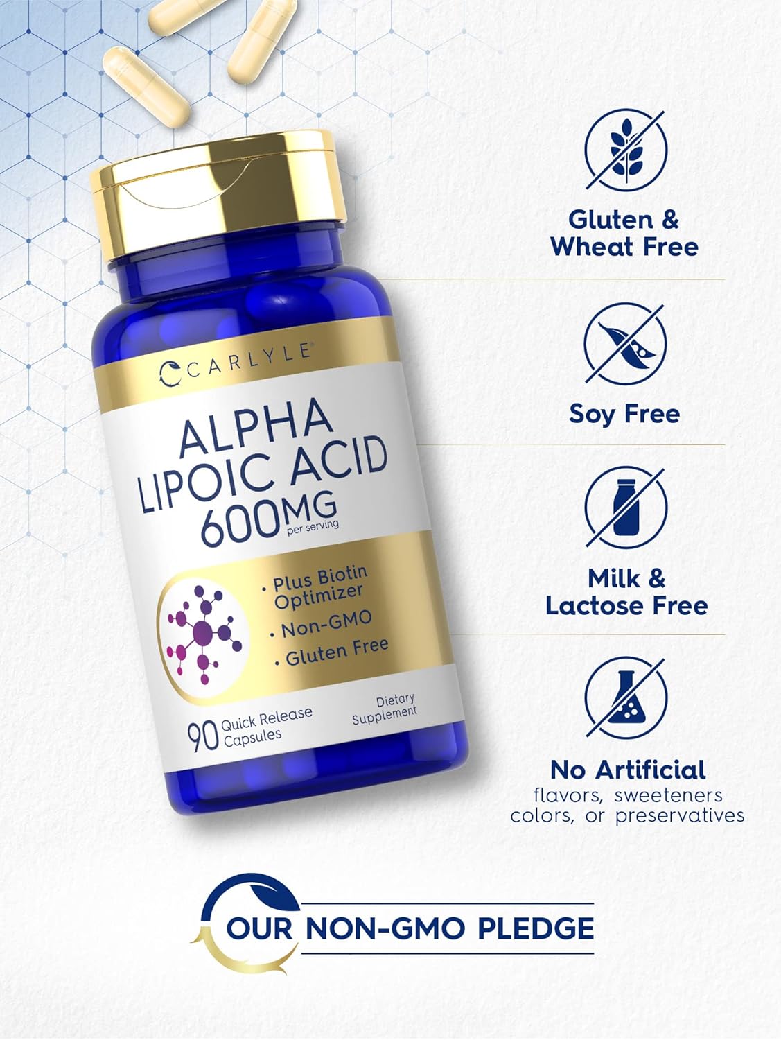 Ácido Alfa Lipoico con Biotina | No GMO Sin Gluten
