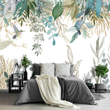 Fightal - Papel pintado de hojas botánicas tropicales, mural de pared con plantas verdes para sala de estar y dormitorio (papel tapiz para pared de habitacion) 108 x 75 pulgadas (no despegar ni pegar)
