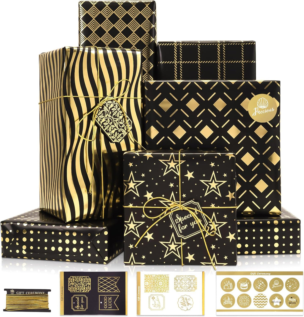 Papel de Regalo Larcenciel, 6 Hojas con Etiquetas y Stickers