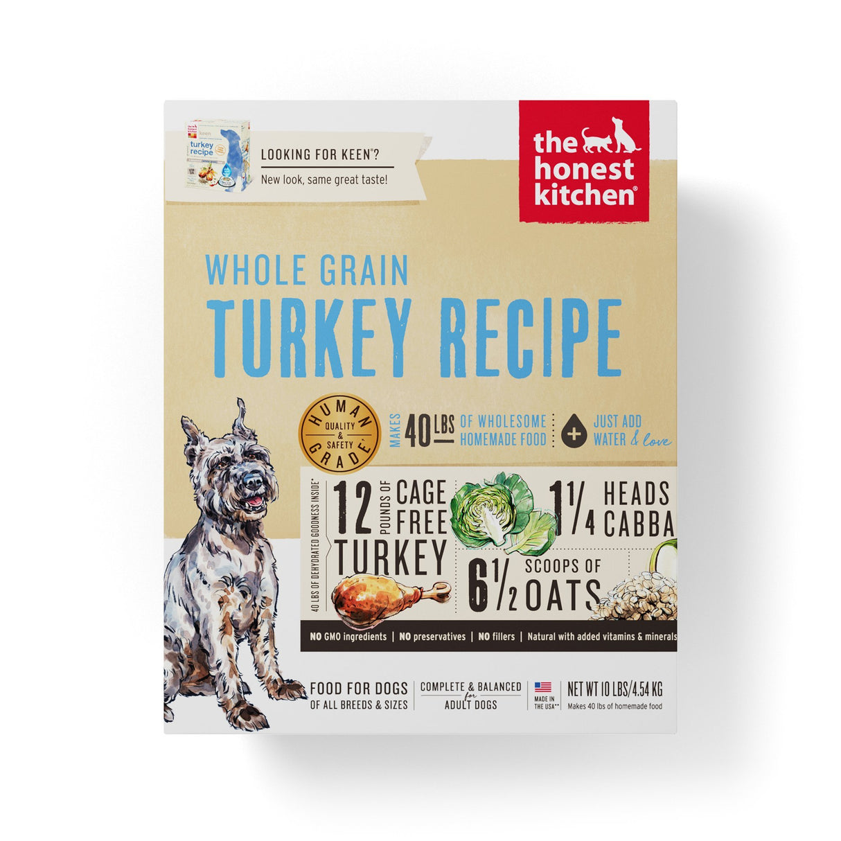 Alimento para perros de pavo de grano orgánico deshidratado