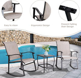 Vongrasig Juego de 3 piezas de muebles de patio pequeños de tela textileno, juego de muebles de patio pequeños, juego de conversación con mesa de vidrio para césped, jardín, balcón, junto a la piscina (pardo)