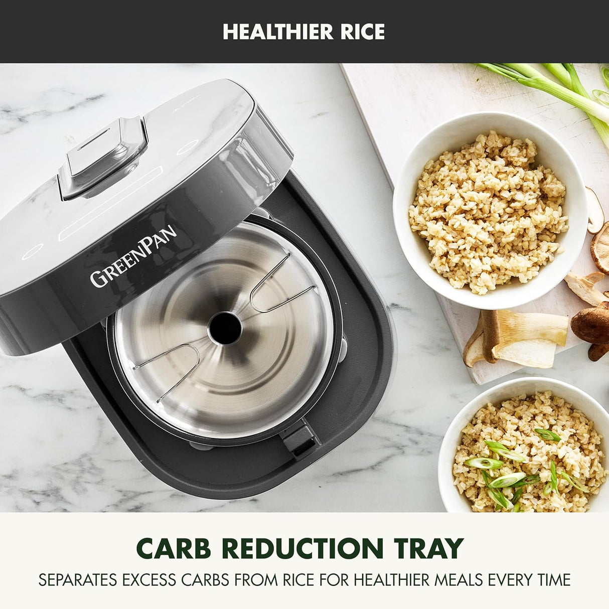 Cocedor de Arroz GreenPan, 4 Tazas, 10 Presets, PFAS-Free