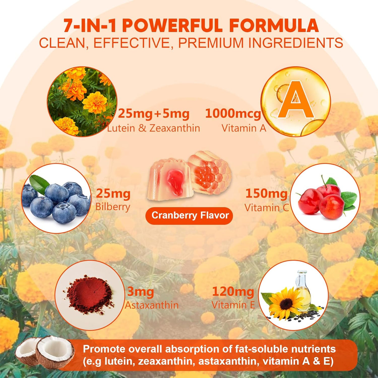 Suplementos Gomitas rellenas de luteína y zeaxantina  25 mg