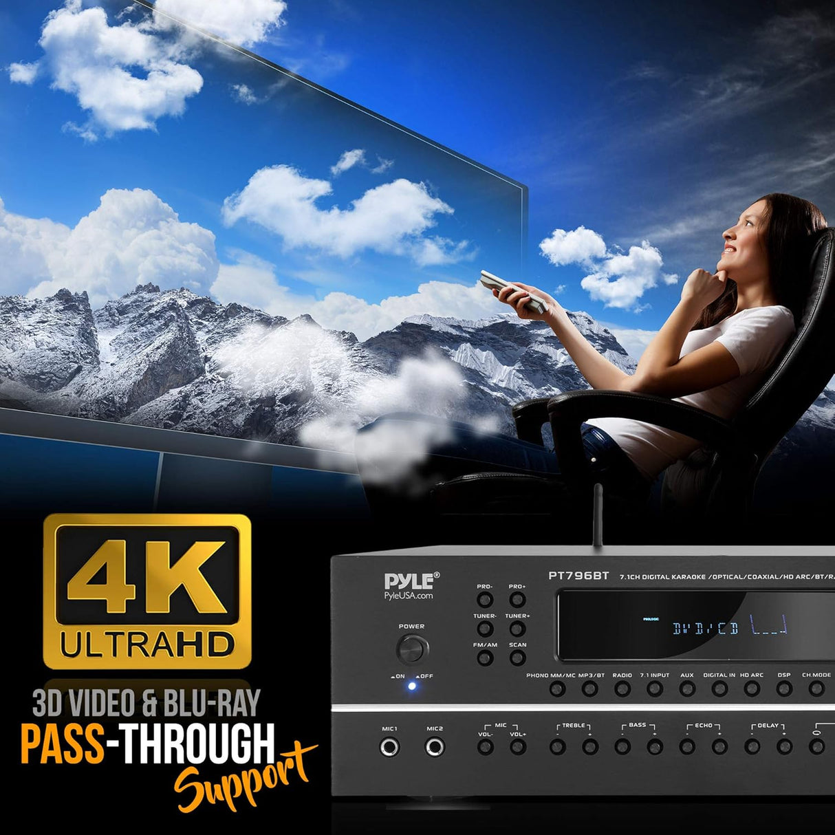 Amplificador estéreo Bluetooth de 7.1 canales Pyle PT796BT