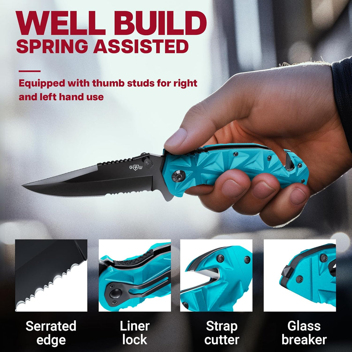 Cuchillo de bolsillo táctico 3.5 con cortador y rompedor