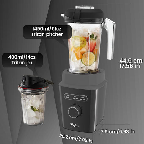 Licuadora de 1000W, marca X, 51Oz y 14Oz, motor 2000W
