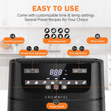 Freidora de aire 7Qt, CROWNFUL, 8 funciones, 1500W, UL