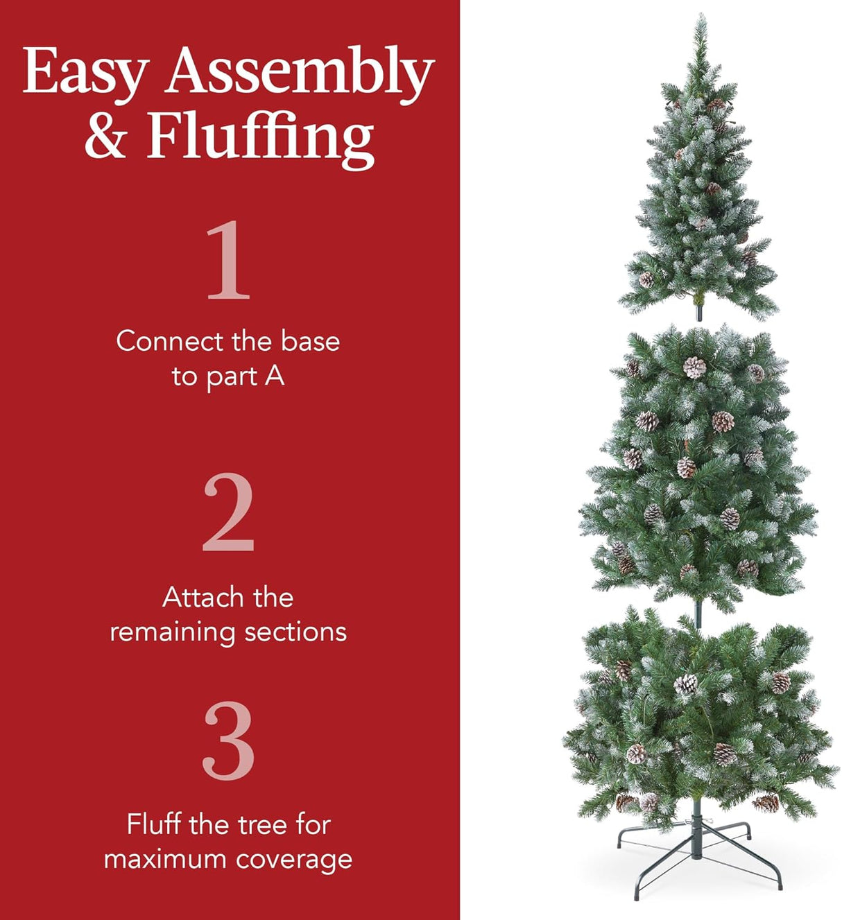 Árbol de Navidad 7.5ft Best Choice Products, Flocked, Modelo Slim