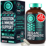 Vegan Probiotic Plus B12 - 22B CFU, Prebiotics, Digestión