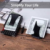 Carteras para Hombre, Clip de Dinero y Bloqueo RFID, Fibra de Carbono