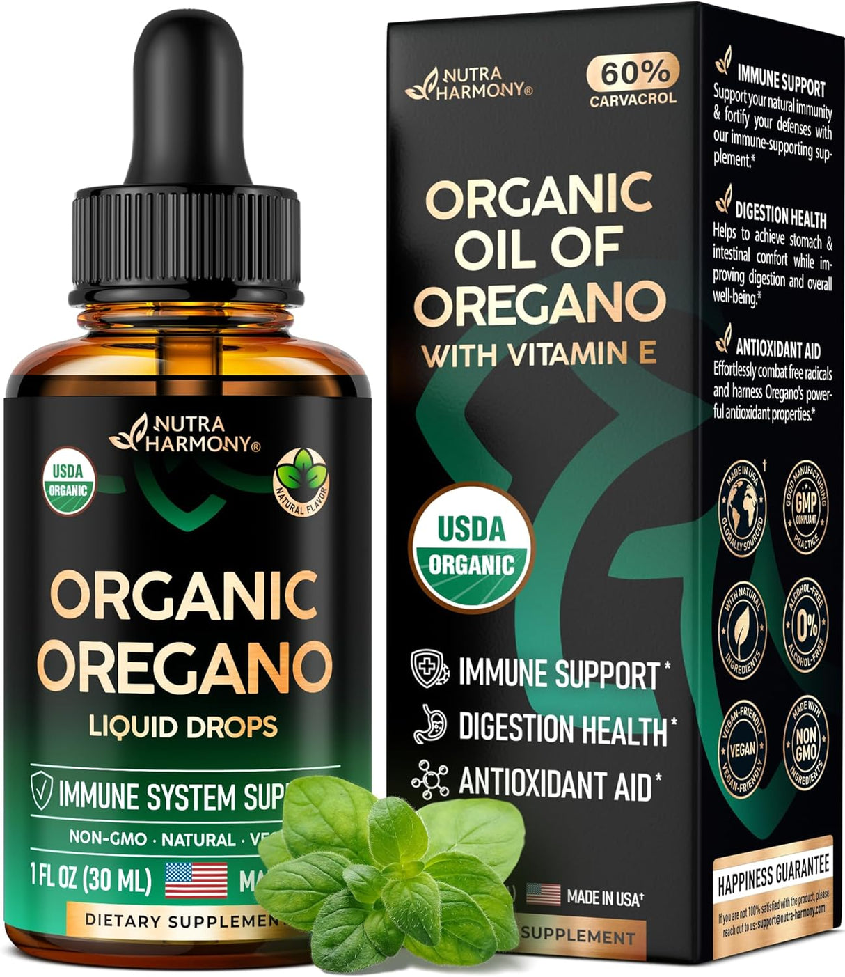 Suplemento Aceite orgánico de orégano USDA  Gotas líquidas