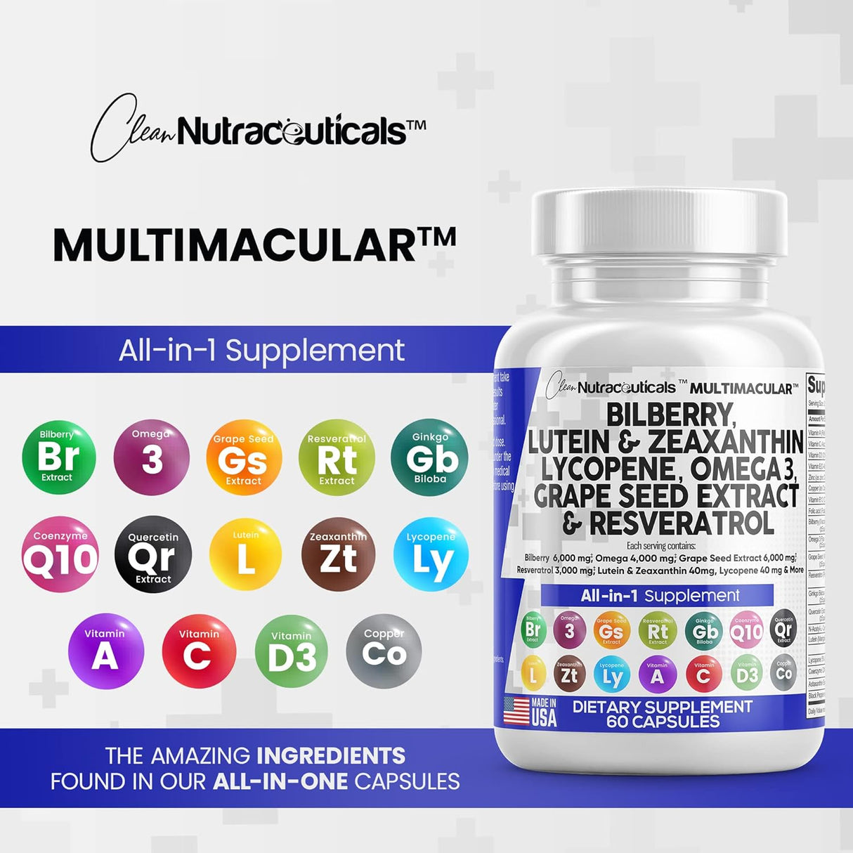 Suplementos Vitaminas para la salud ocular con arándano